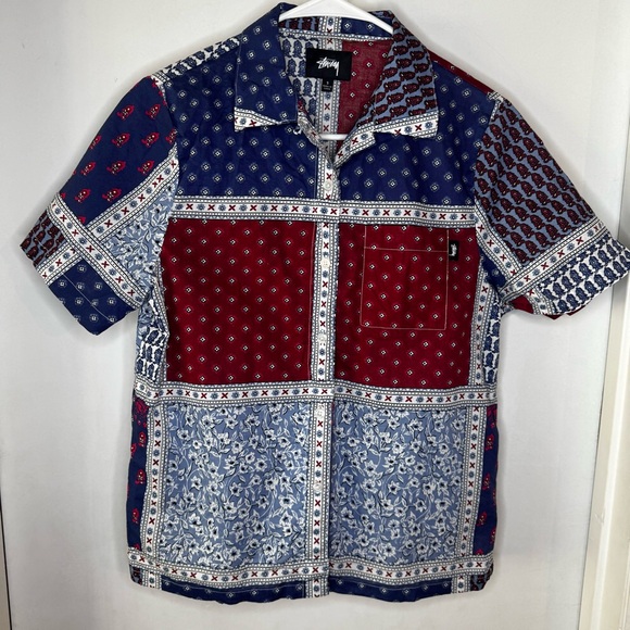 ‼️SALE‼️ Stussy Patchwork Button Down Shirt - Picture 1 of 4